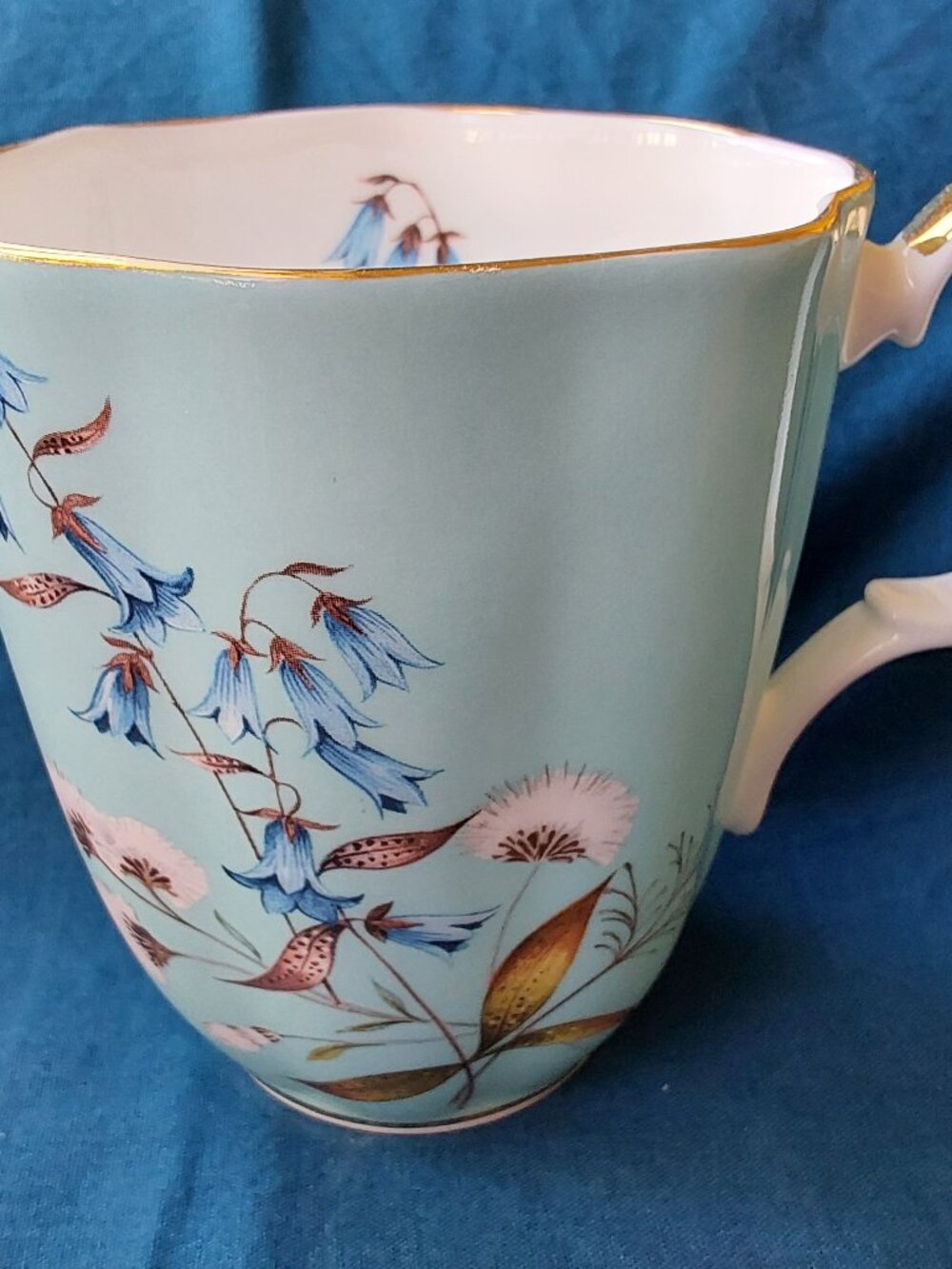 100 years of Royal Albert coffee mug 1950s pattern Festival with blue bells flow